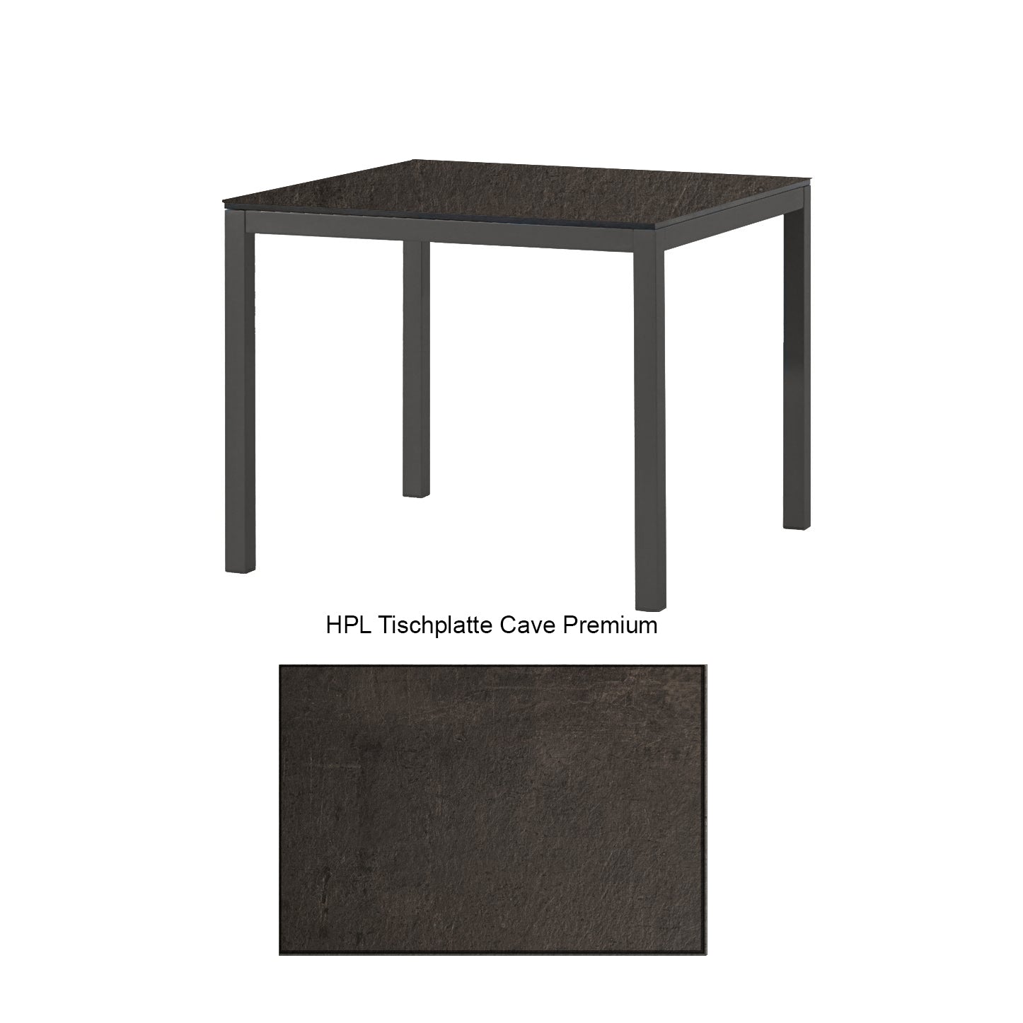 Montreal Tisch Aluminium taupe mit HPL