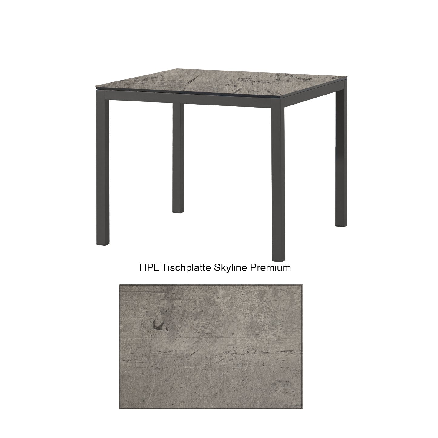 Montreal Tisch Aluminium taupe mit HPL