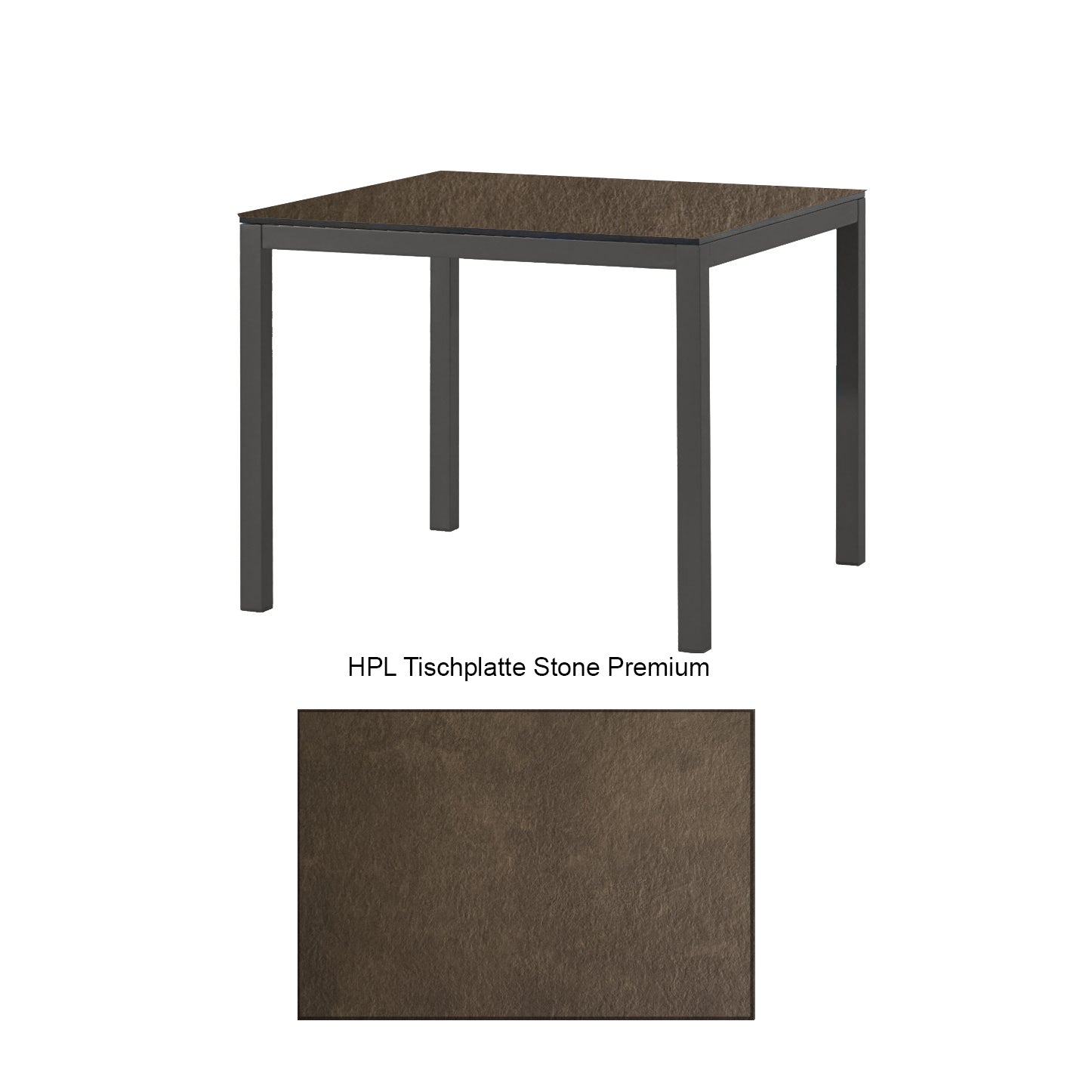 Montreal Tisch Aluminium taupe mit HPL