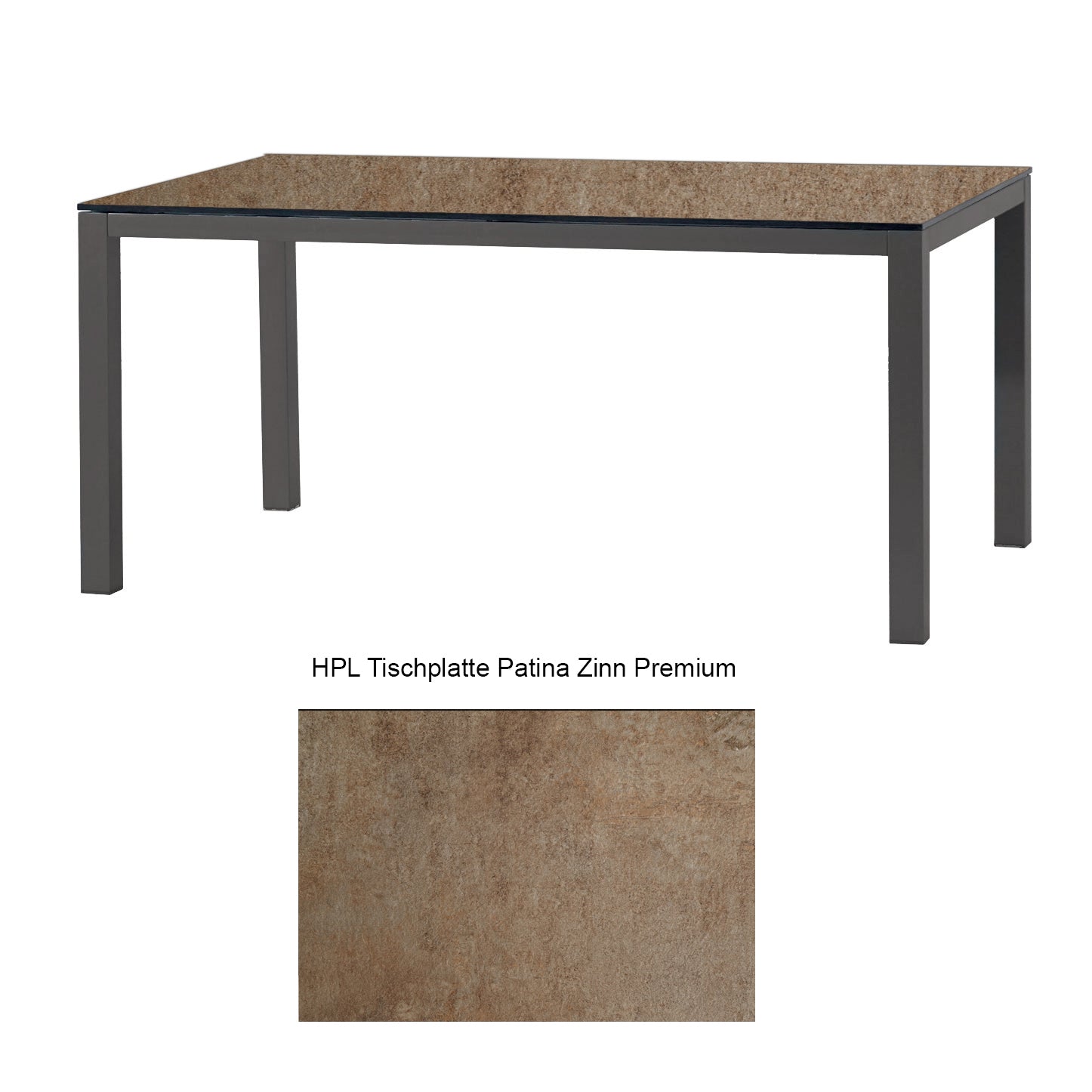 Montreal Tisch Aluminium taupe mit HPL