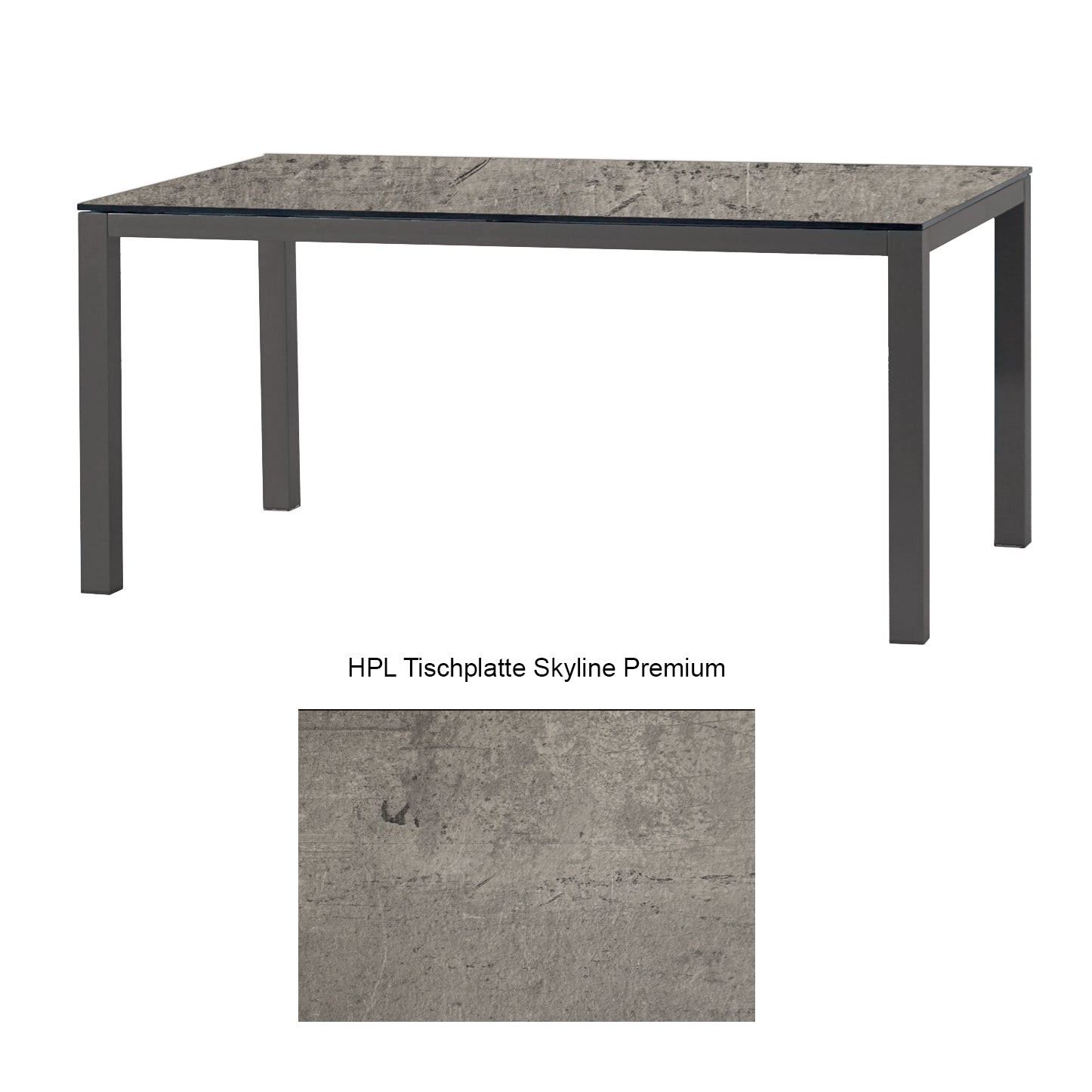 Montreal Tisch Aluminium taupe mit HPL