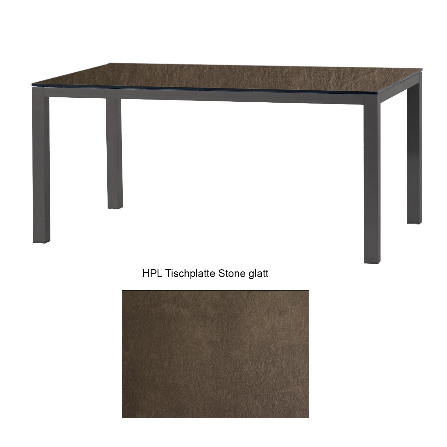 Montreal Tisch Aluminium taupe mit HPL