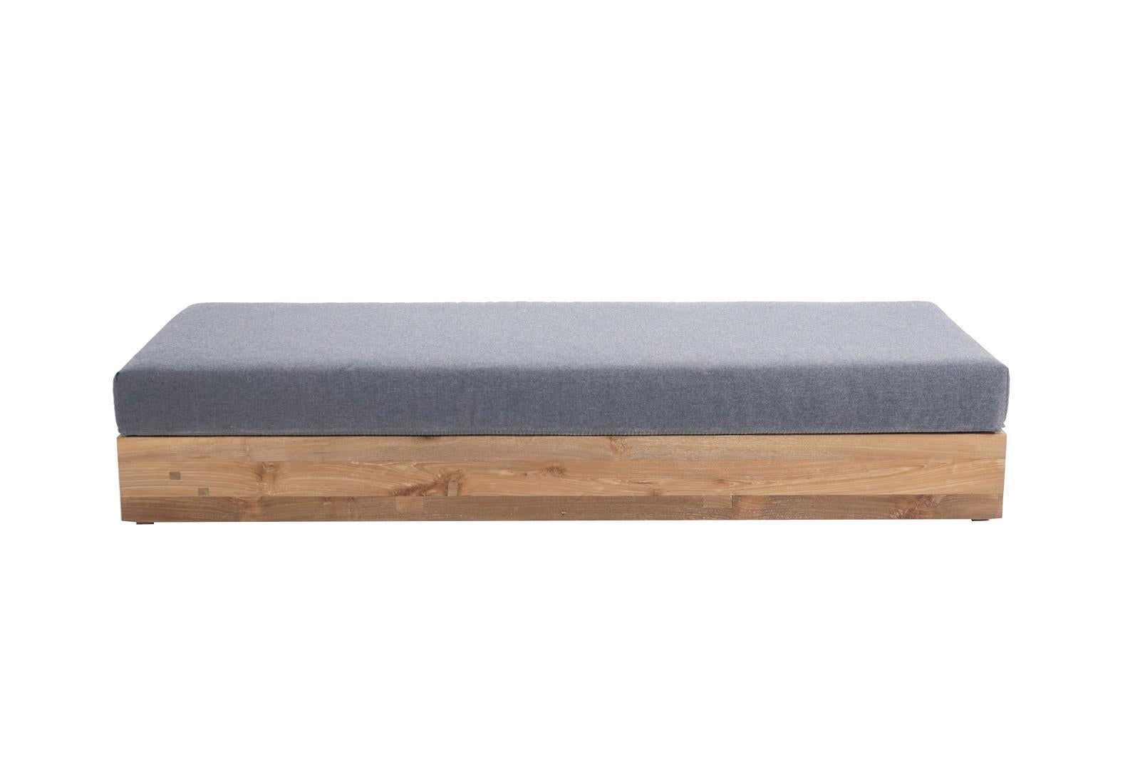 Anna 3er Seitenmodul- rec.Teakholz 200x80 inkl. Premium Kissen nature grey