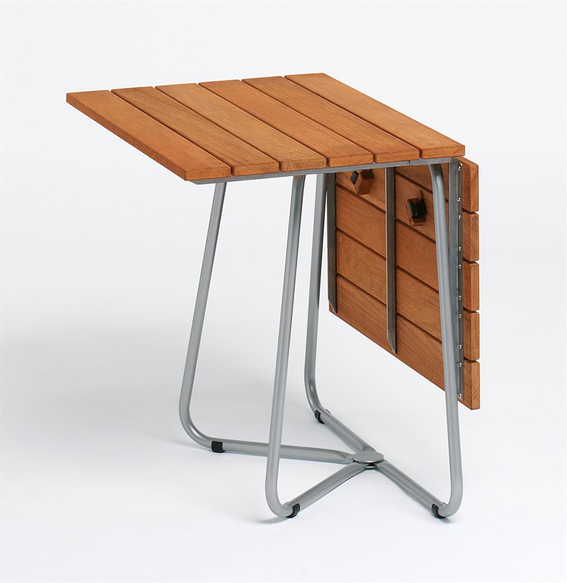 BALCONY Tisch 100 x 70 perlgrün mit Teak