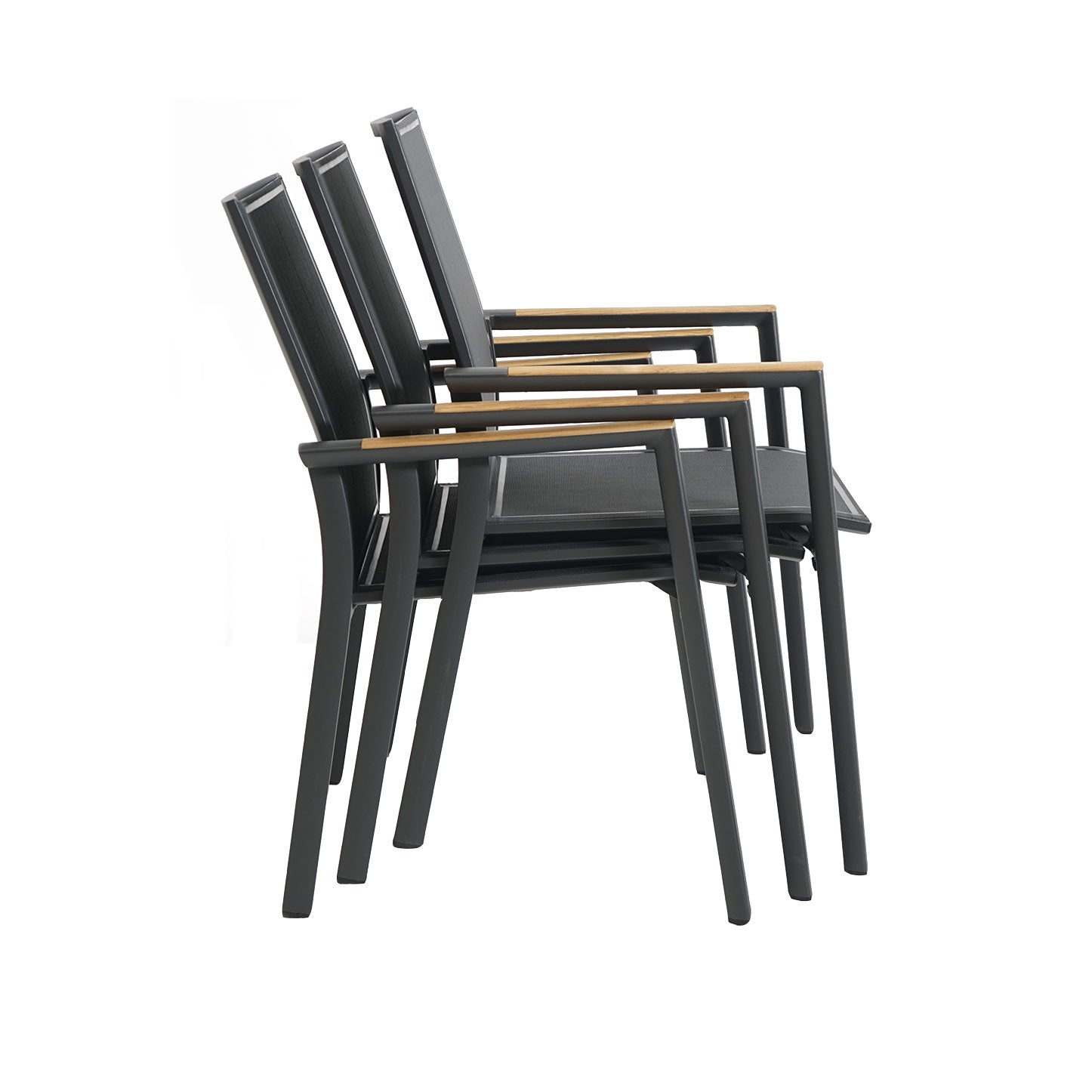 Montreal Stapelsessel, Alu anthrazit, Textilene black