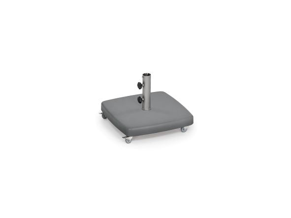 Bodenplatte Beton eckig mit Hülse Edelstahl Ø 54 cm und Rollen