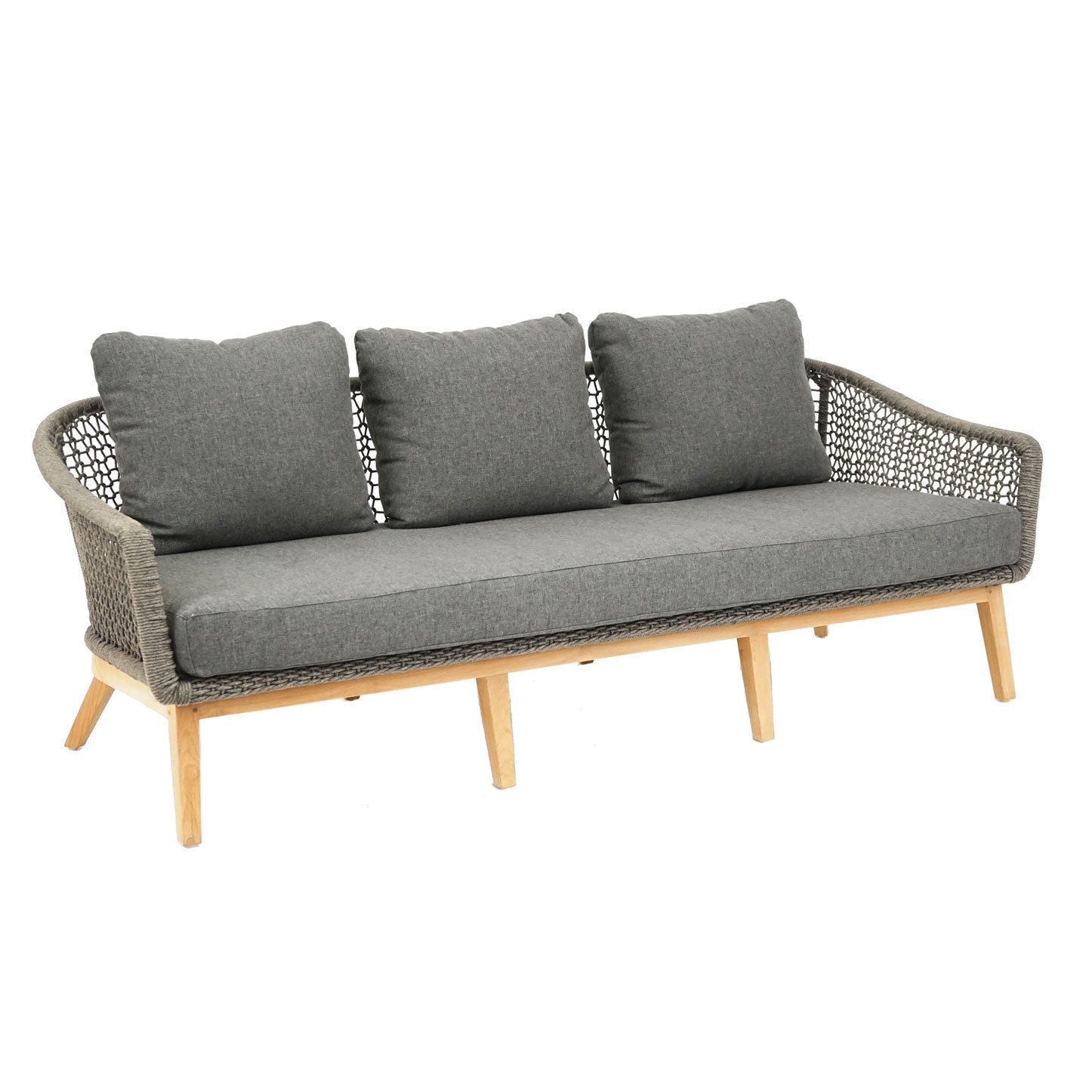 Carla 3er Lounge Sofa Teak/Rope inkl. Kissen