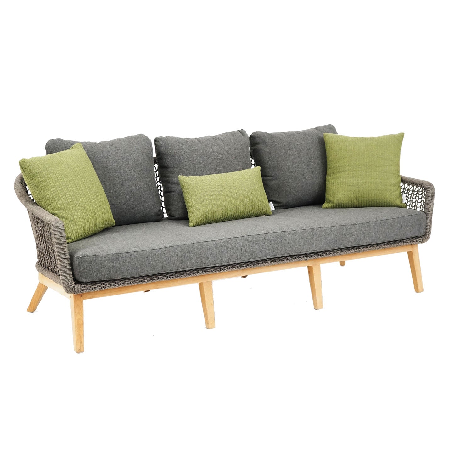 Carla 3er Lounge Sofa Teak/Rope inkl. Kissen