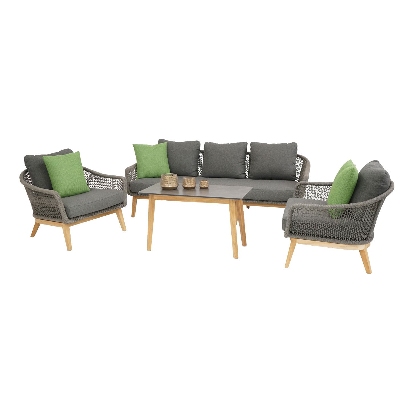 Carla 2er Lounge Sofa Teak/Rope inkl. Kissen