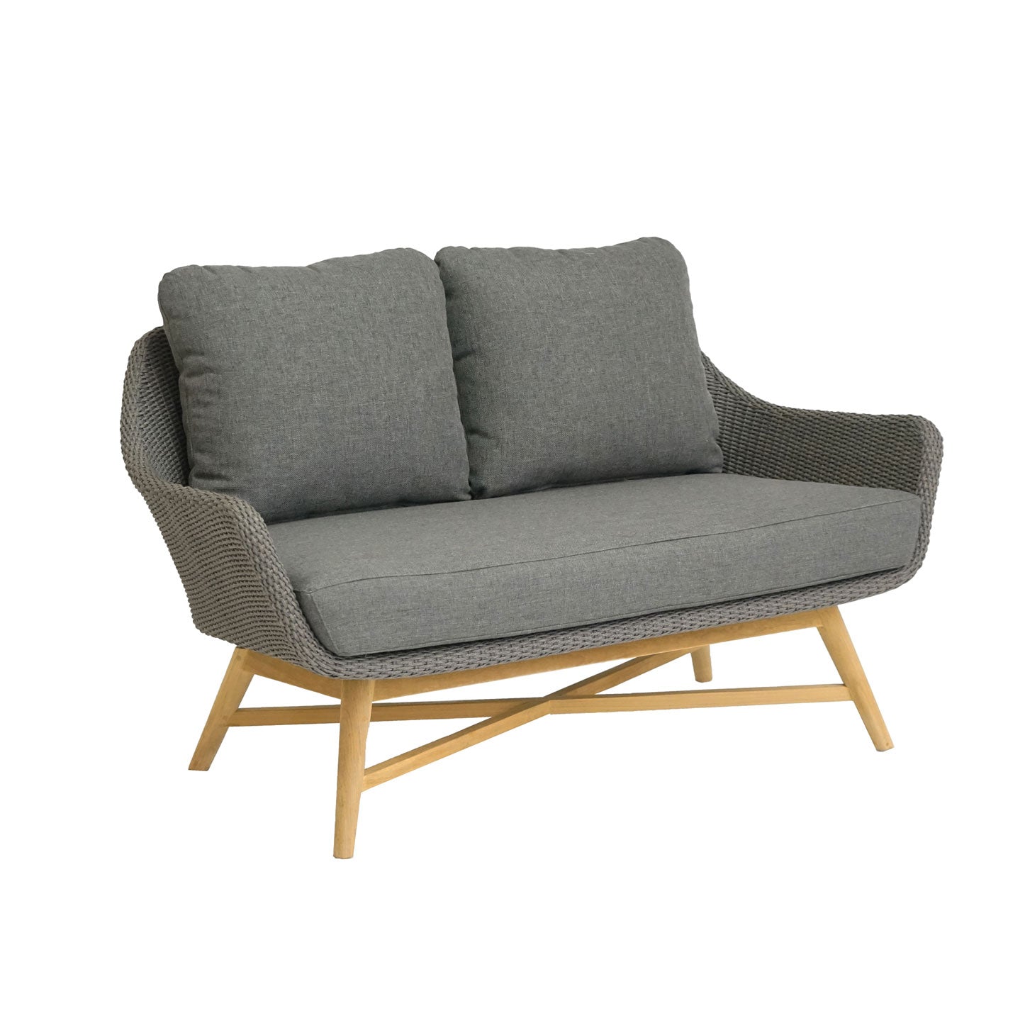 Carmen 2er Lounge Sofa Teak/Rope inkl. Kissen