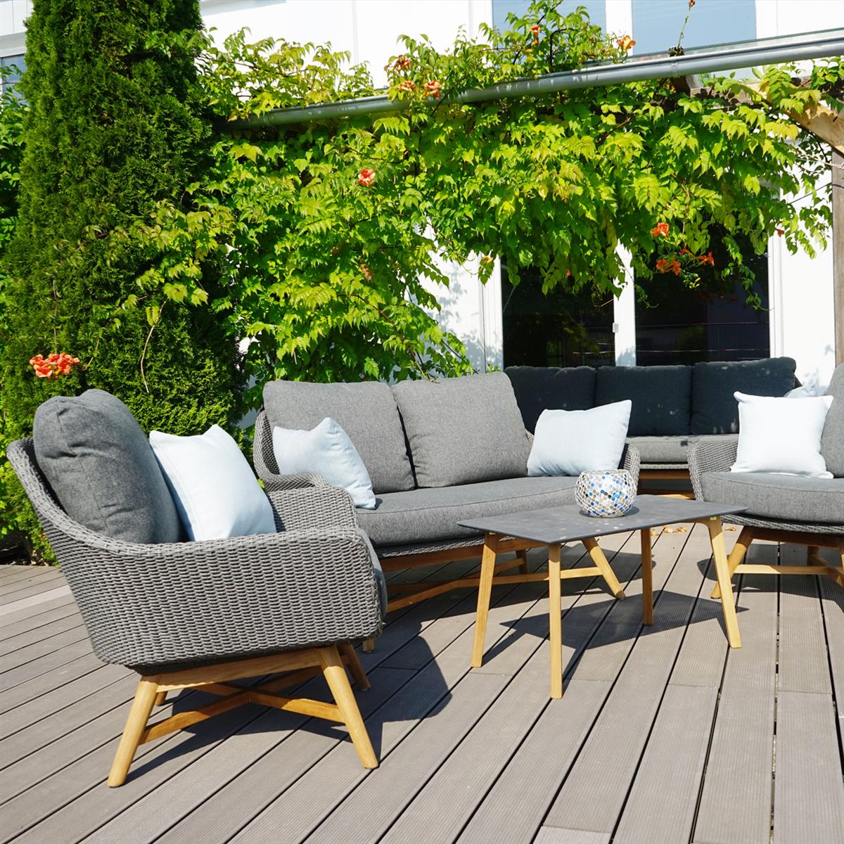 Carmen Lounge Chair Teak/Rope inkl. Kissen