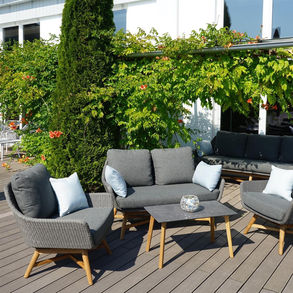 Carmen 3er Lounge Sofa Teak/Rope inkl. Kissen