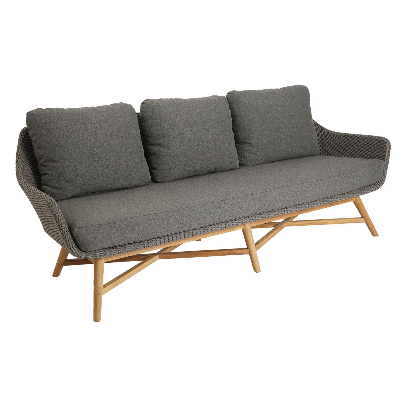 Carmen 3er Lounge Sofa Teak/Rope inkl. Kissen