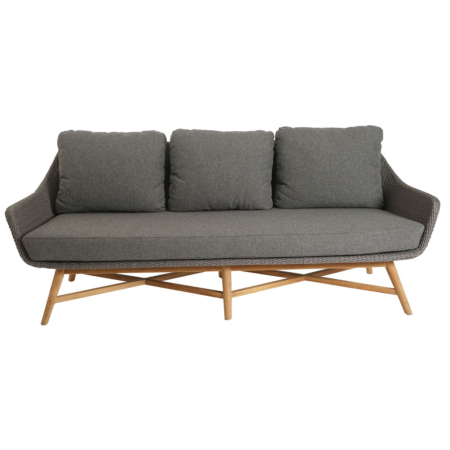 Carmen 3er Lounge Sofa Teak/Rope inkl. Kissen