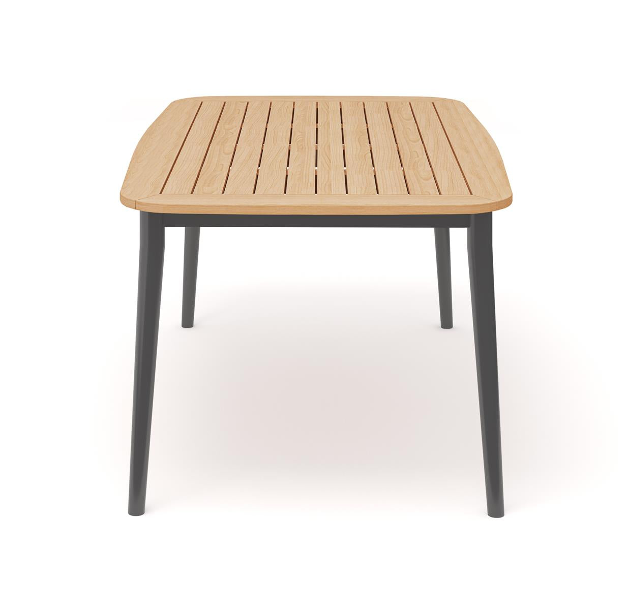 CHARLIE Esstisch Alu anthrazit mit Teakholzplatte 170 x 100