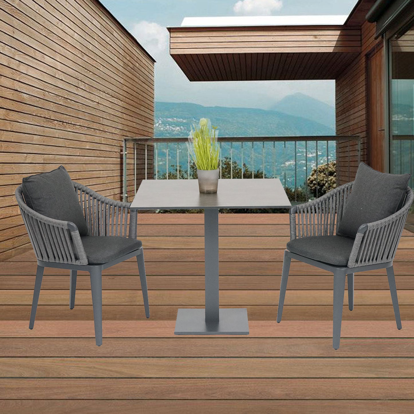 Cord Dining Sessel, Alu anthrazit, Stringflex grey