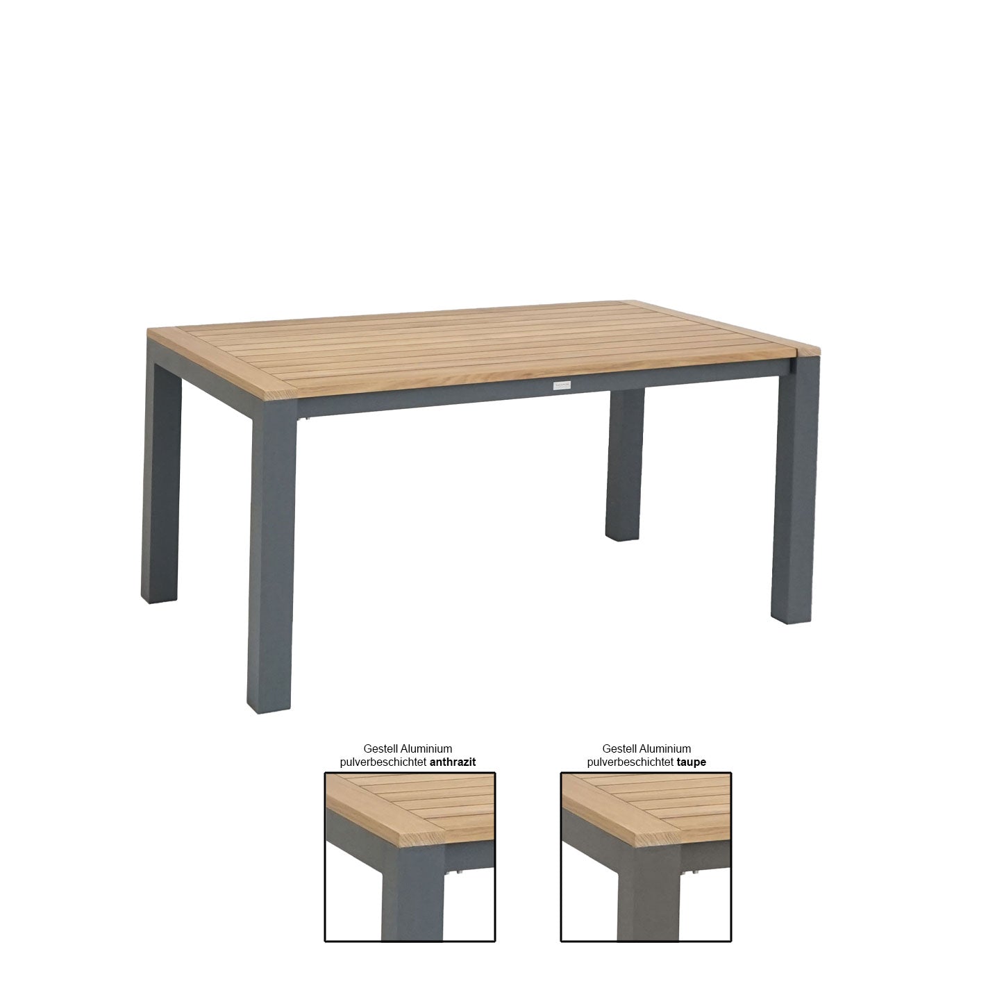 Corus Ausziehtisch 150/210x90 Alu taupe/Teak