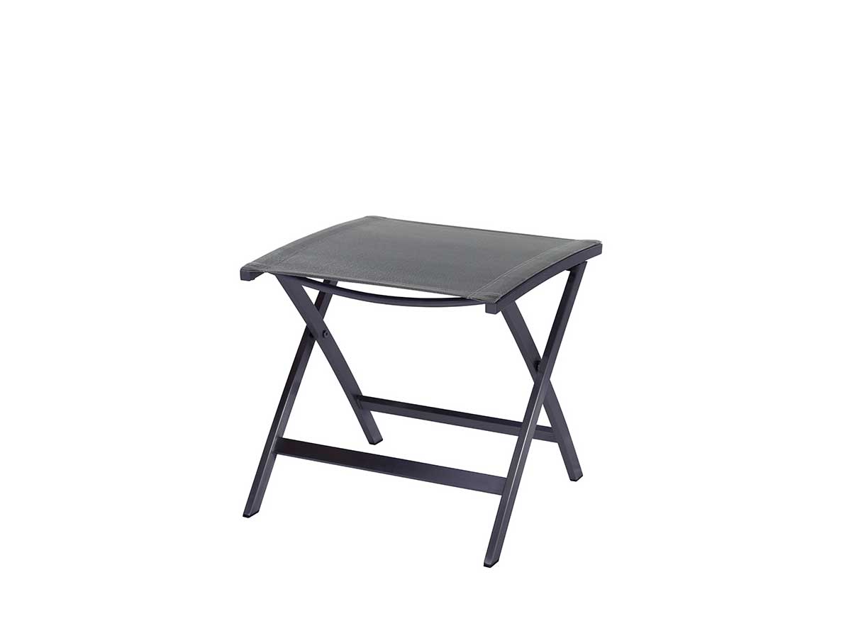 Valencia Fußhocker - Edelstahl-grau /Sling-Schwarz/Silber