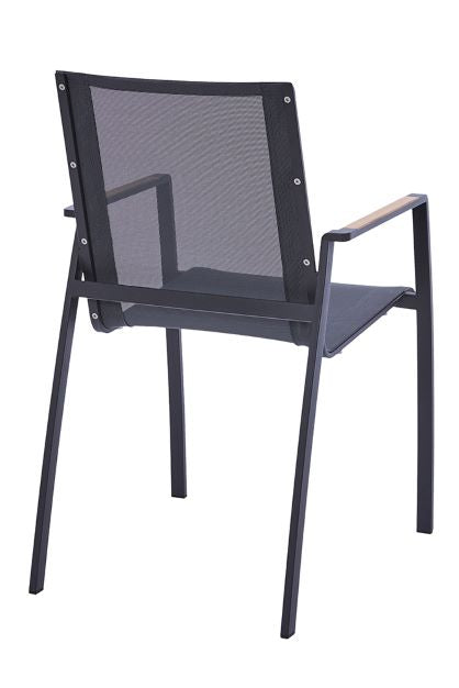 Valencia Stapelsessel Edelstahl dunkelgrau mit Sling silber