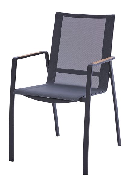 Valencia Stapelsessel Edelstahl dunkelgrau mit Sling silber