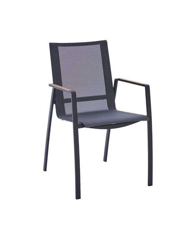 Valencia Stapelsessel Edelstahl dunkelgrau mit Sling silber