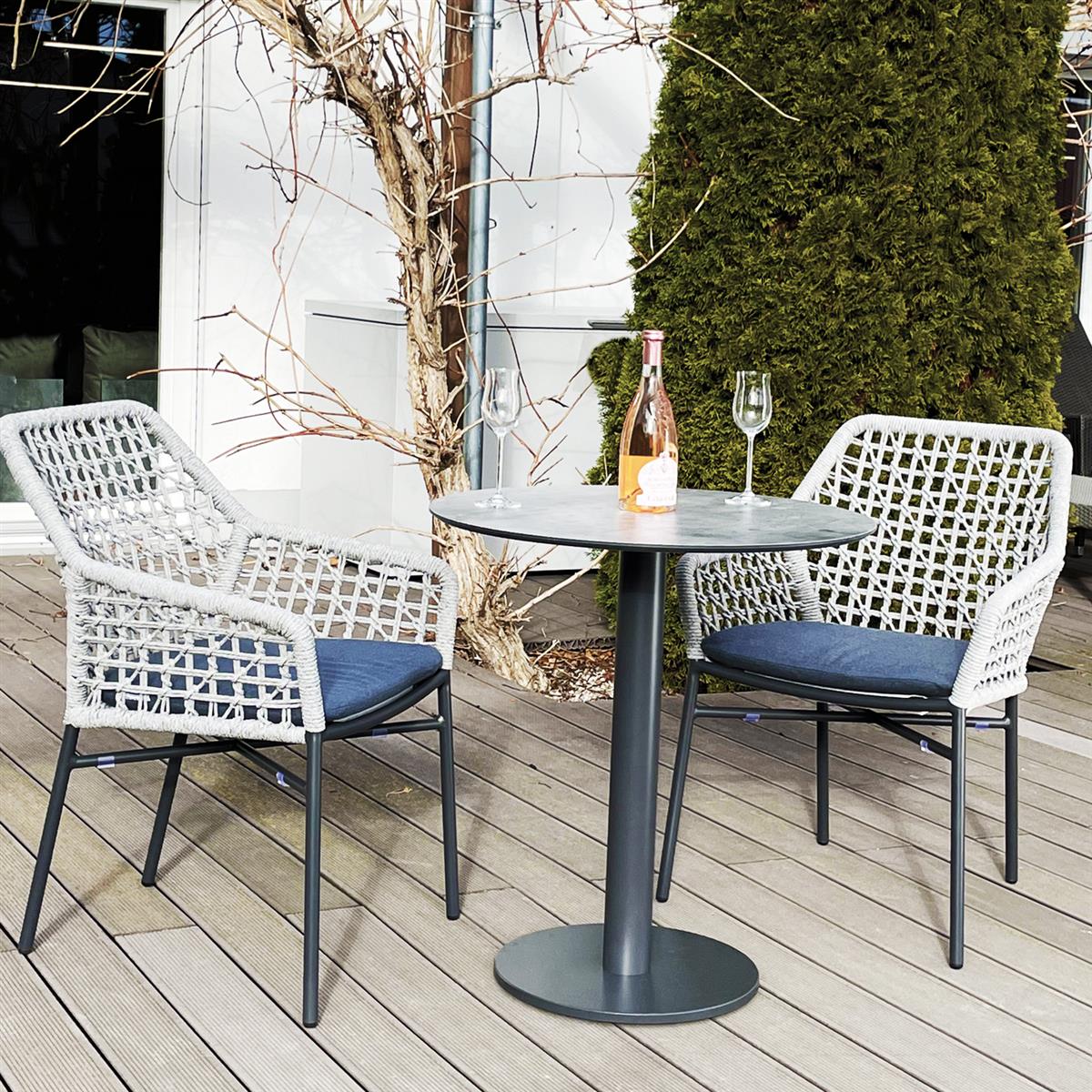 Faro ROPE Stapelsessel, Alu anthrazit, light grey