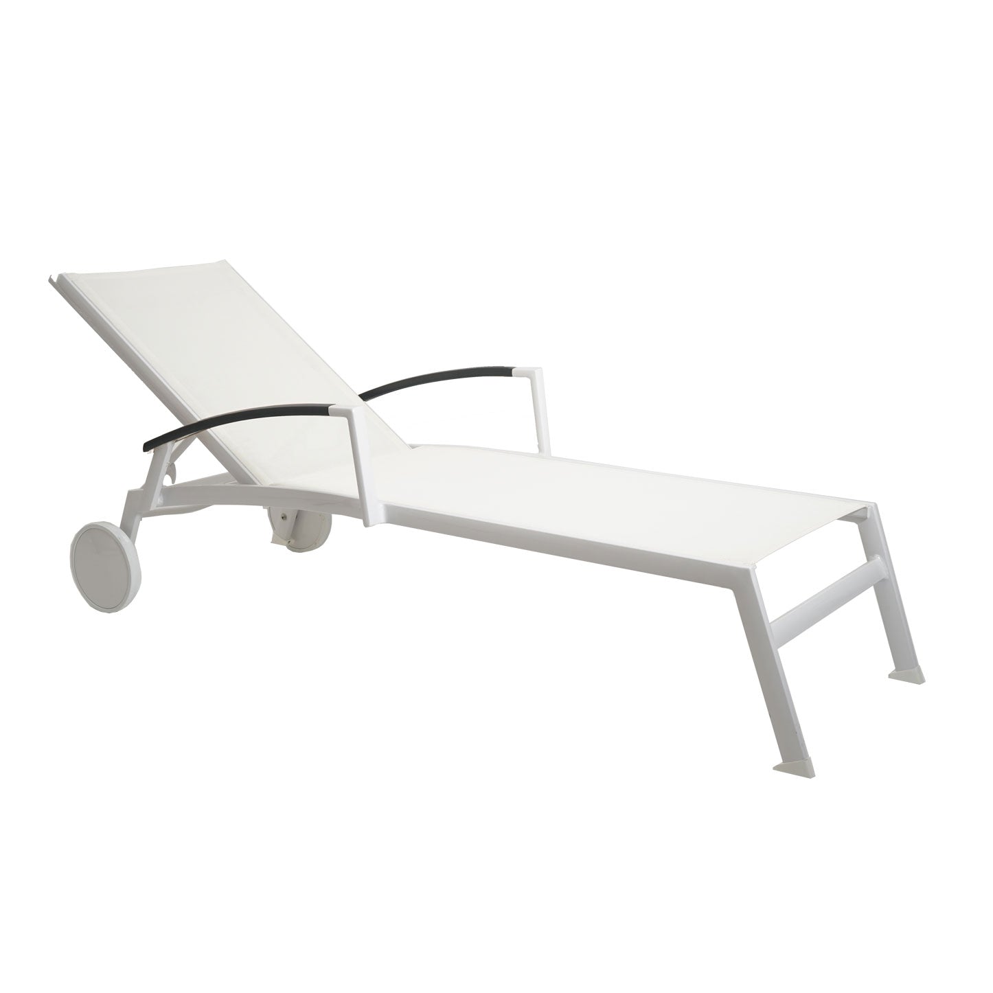 Kreta Sonnenliege mit Räder AL anthrazit weiß/weiß - Restposten