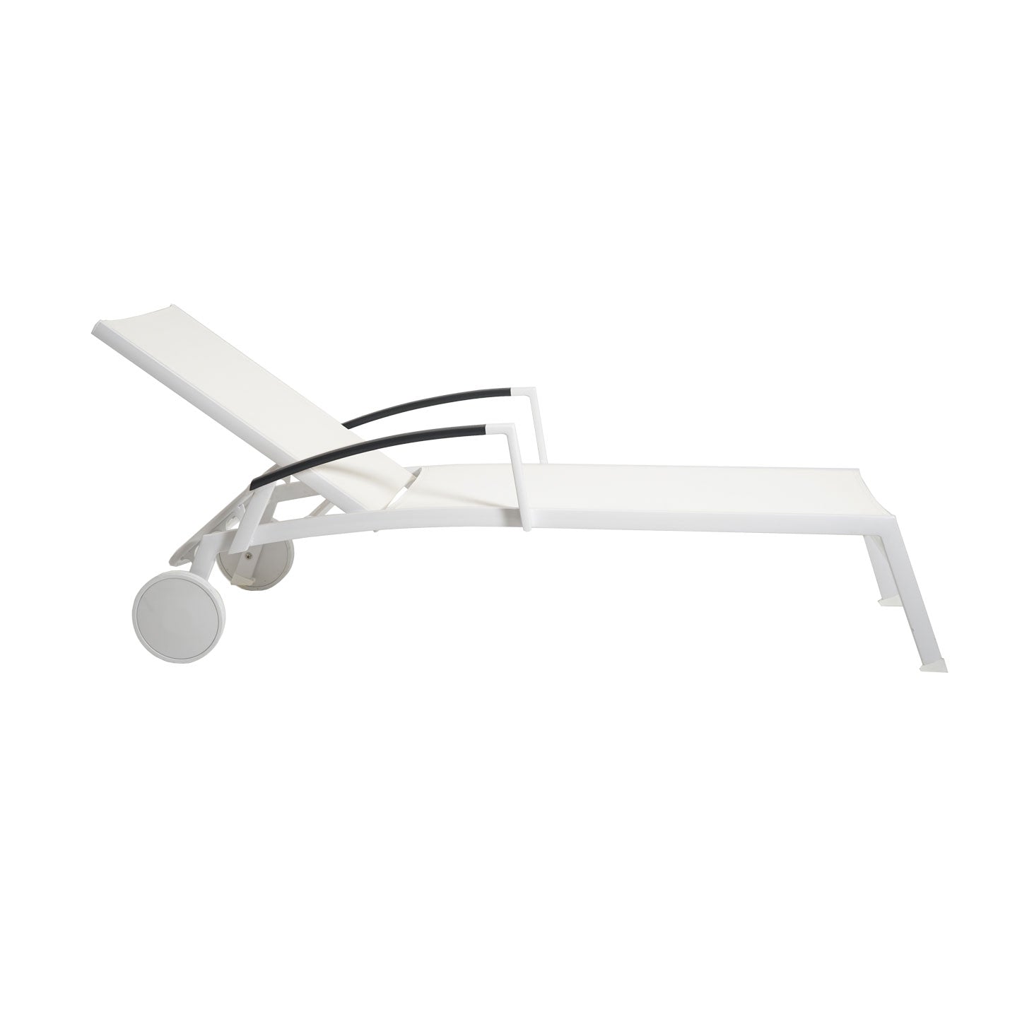 Kreta Sonnenliege mit Räder AL silber, weiß/weiß - Restposten -
