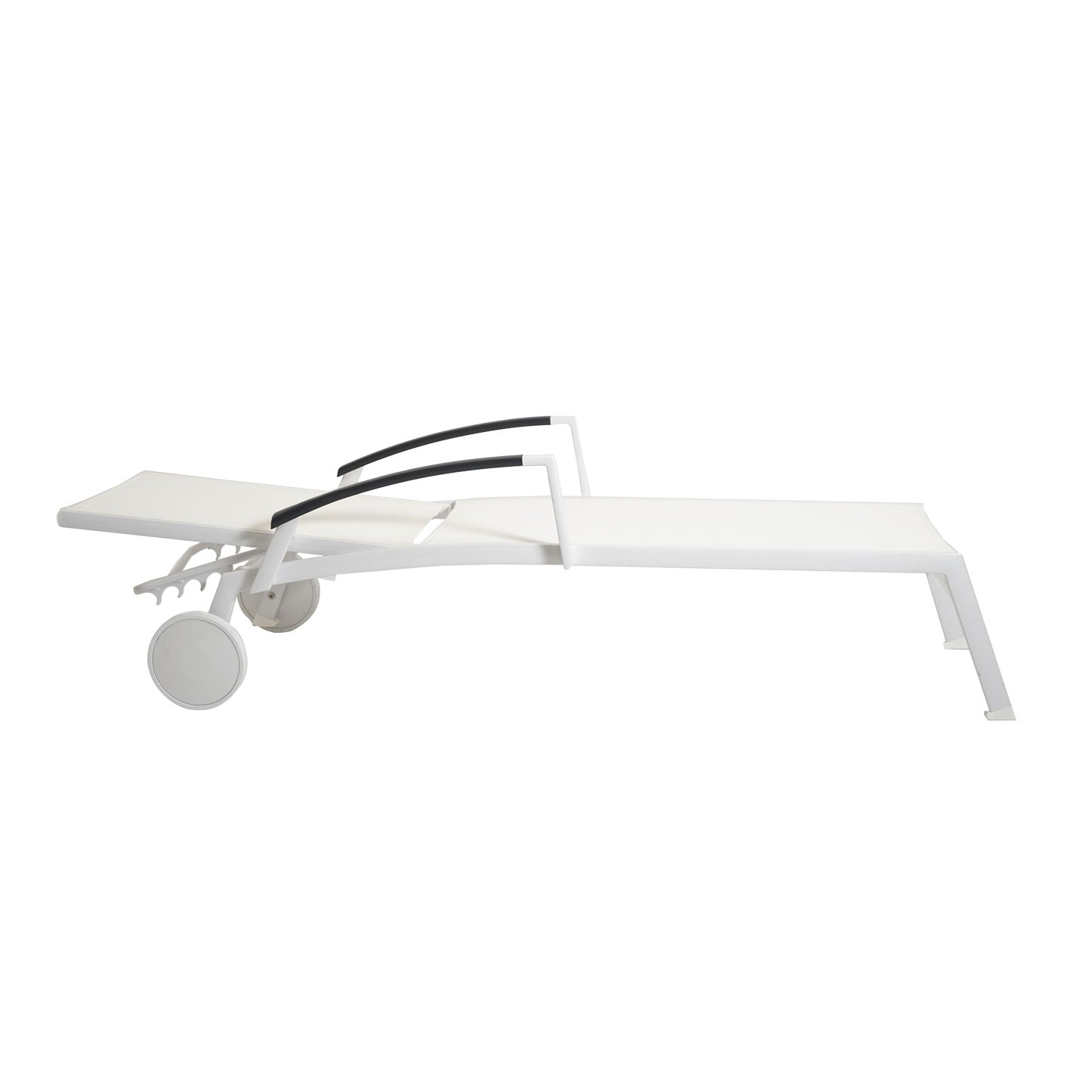 Kreta Sonnenliege mit Räder AL silber, weiß/weiß - Restposten -