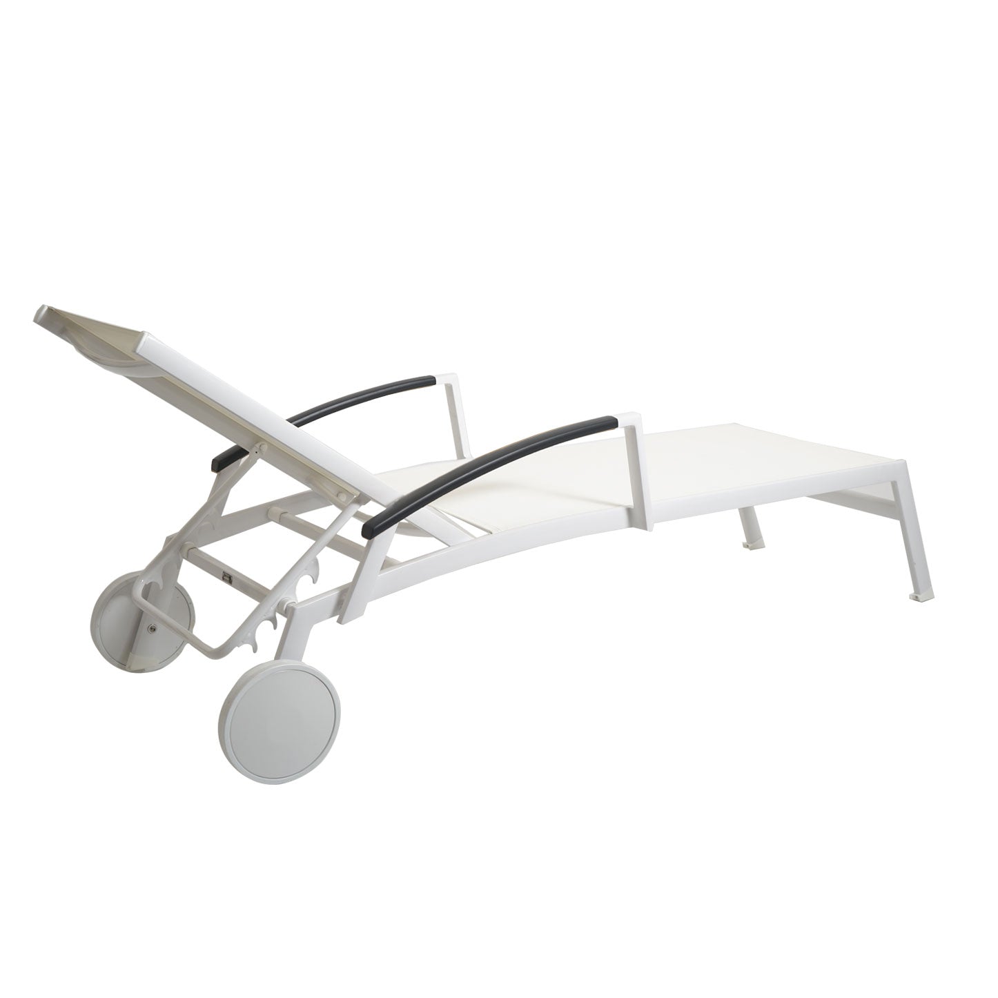 Kreta Sonnenliege mit Räder AL silber, weiß/weiß - Restposten -
