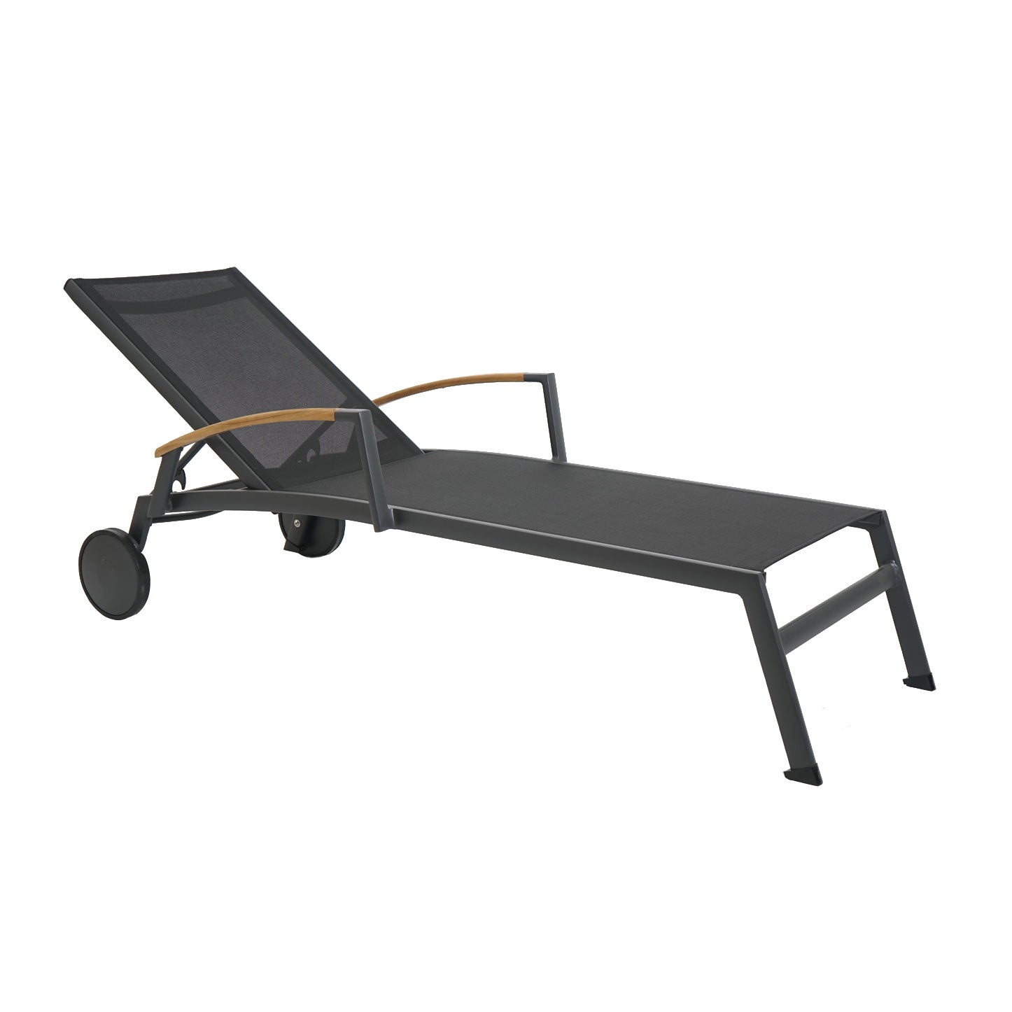Kreta Sonnenliege mit Räder Teak-AL anth./anth.
