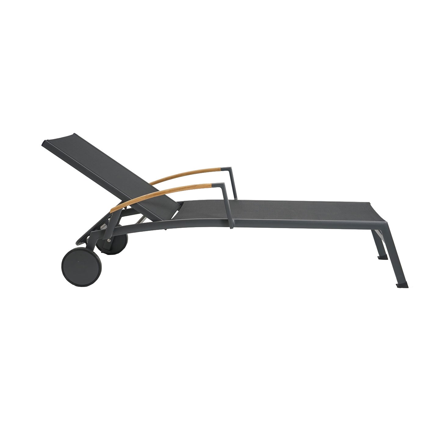 Kreta Sonnenliege mit Räder Teak-AL anth./anth.