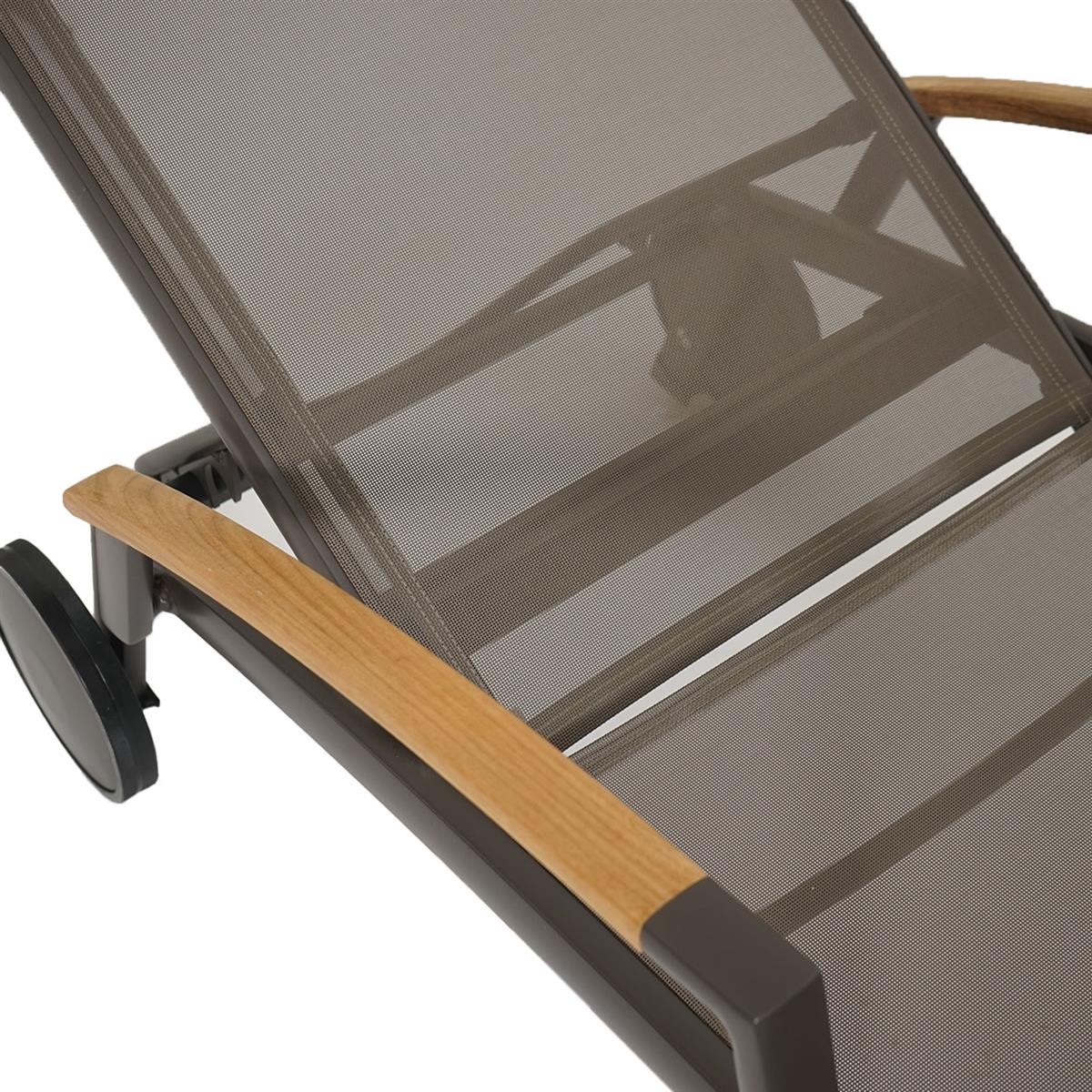Kreta Sonnenliege mit Räder Teak-AL taupe/quarz