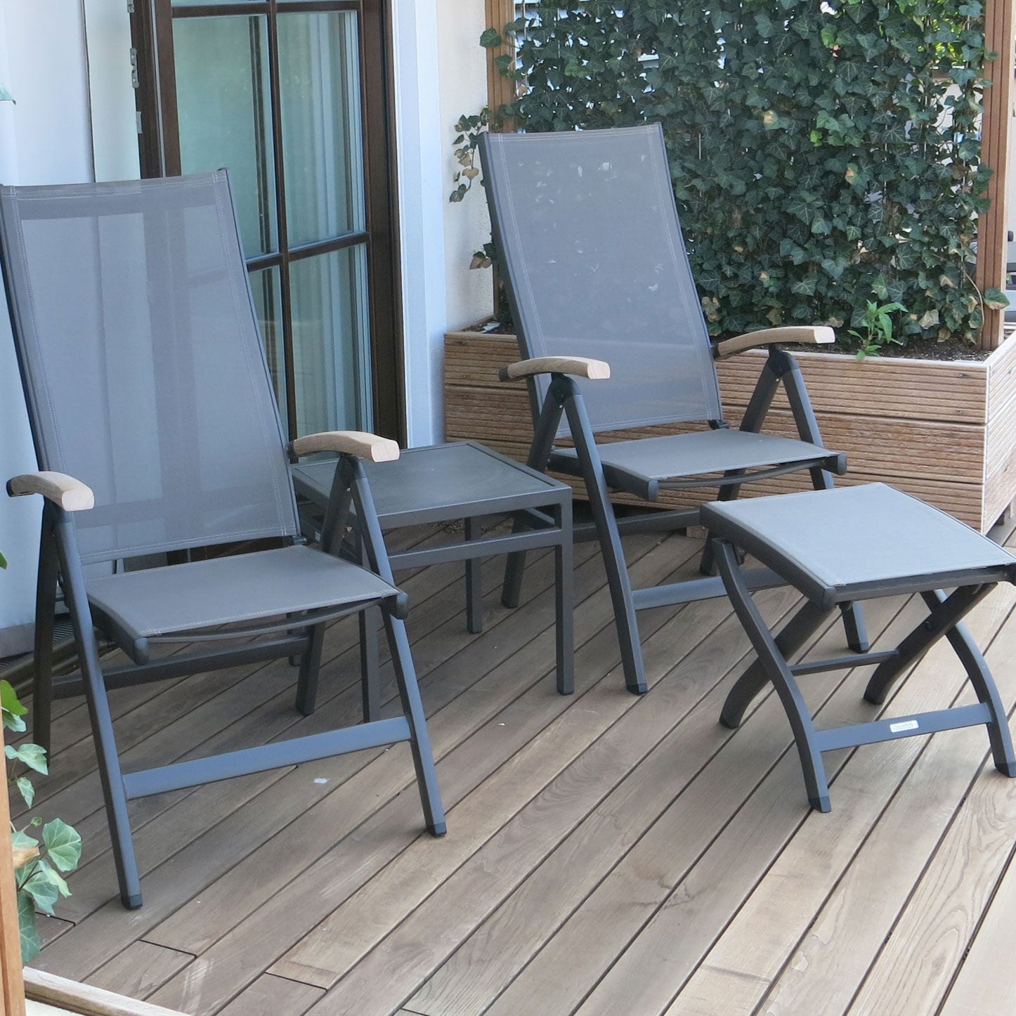 Kreta Multipositionssessel Teak-AL taupe/quarz