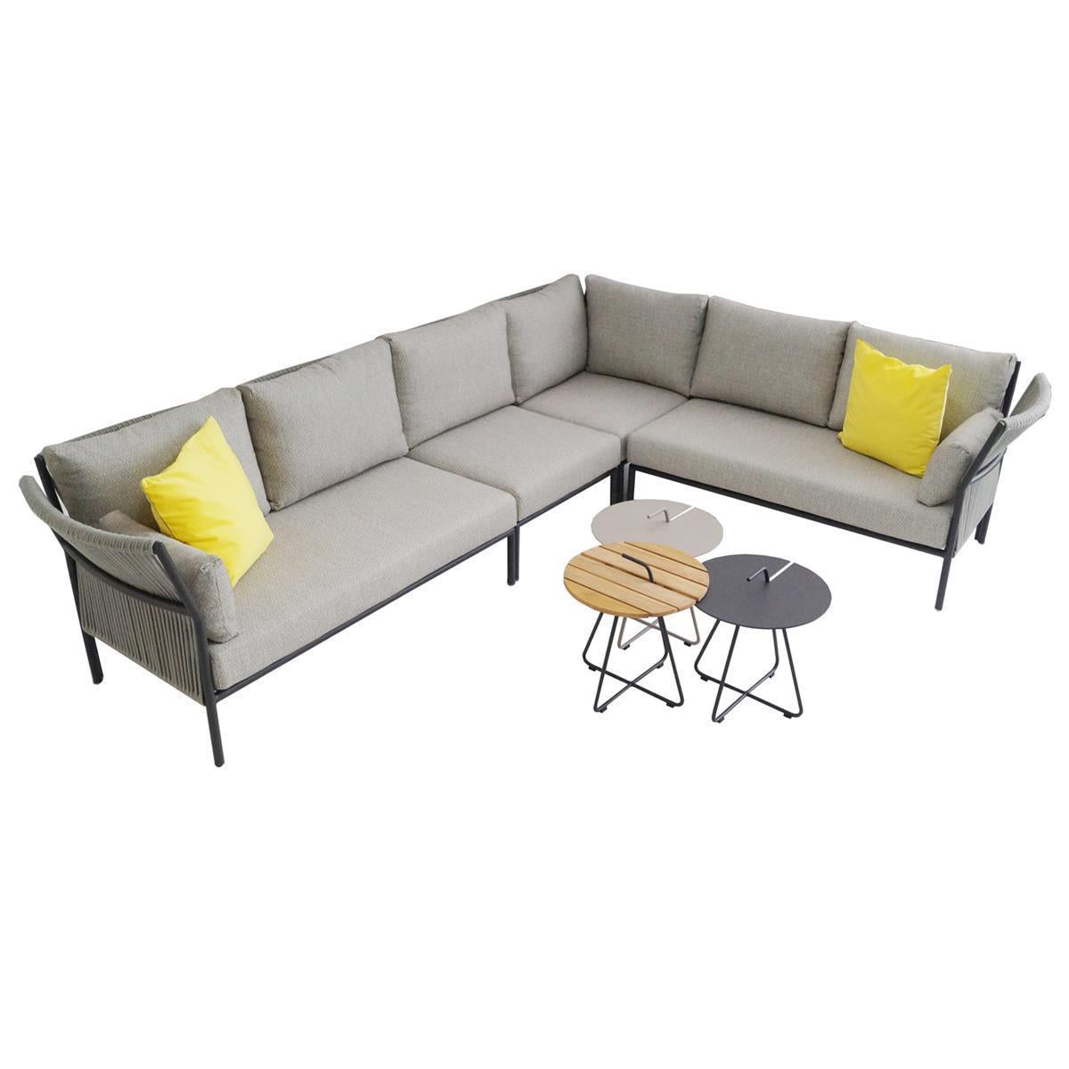 Linus Rechtsmodul 2 Sitzer Rope light grey inkl. Kissenset