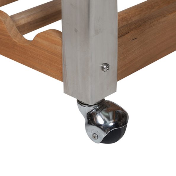 Merlot Beistellwagen Edelstahl mit Teakholz 10331