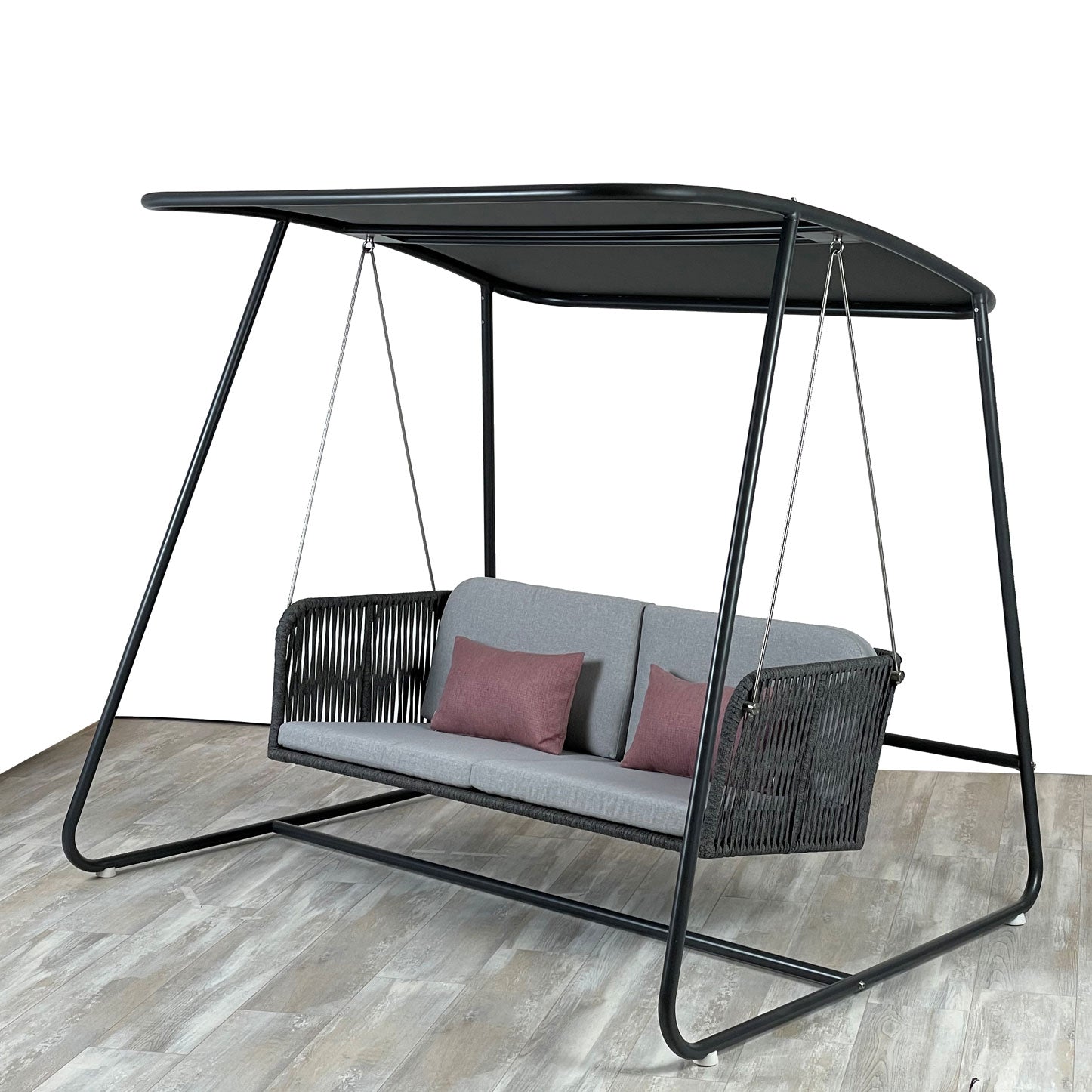 Miami Hollywoodschaukel ROPE, anthrazit mit Kissen