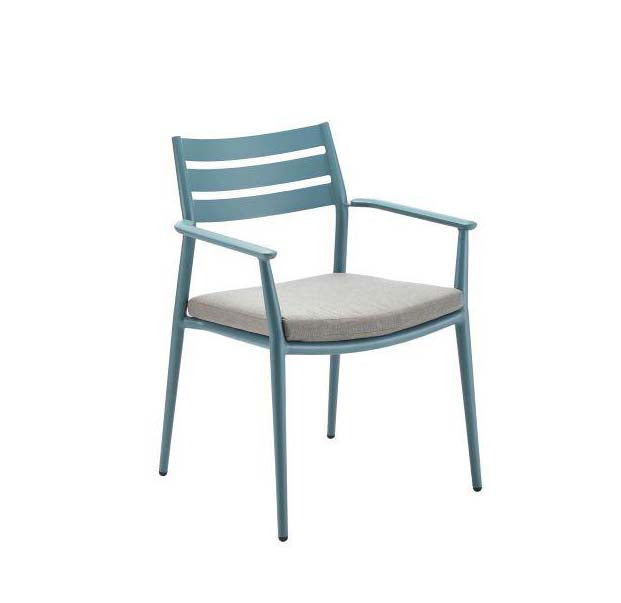 PIA Stapelsessel Aluminium petrol mit Teakarmlehne