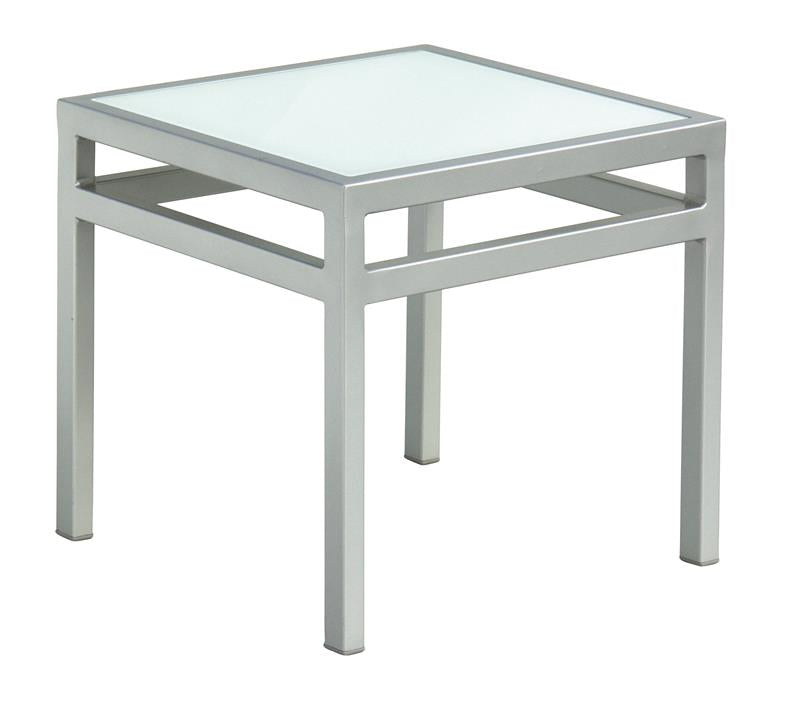 Roma Beistelltisch Alu silber mit Glasplatte 46x46