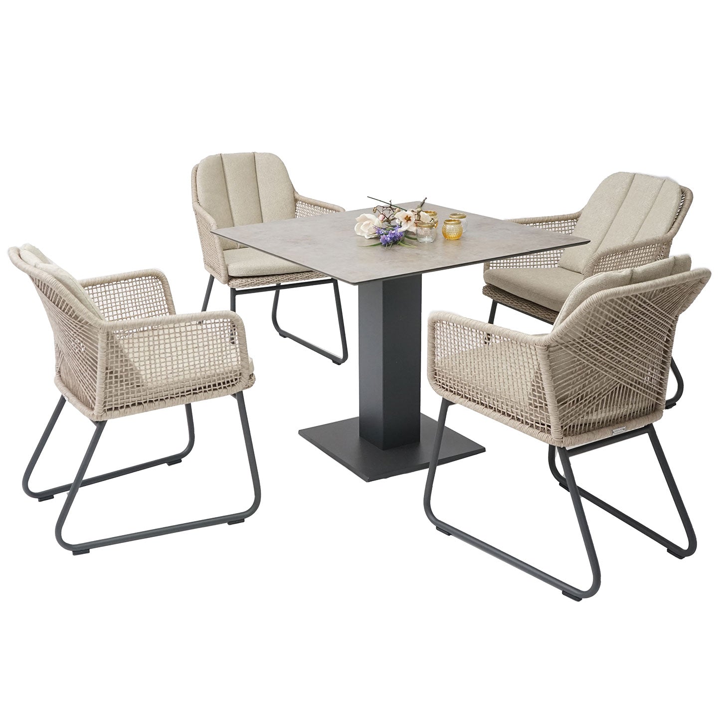 Sia Dining Sessel, Rope beige inkl. Kissen