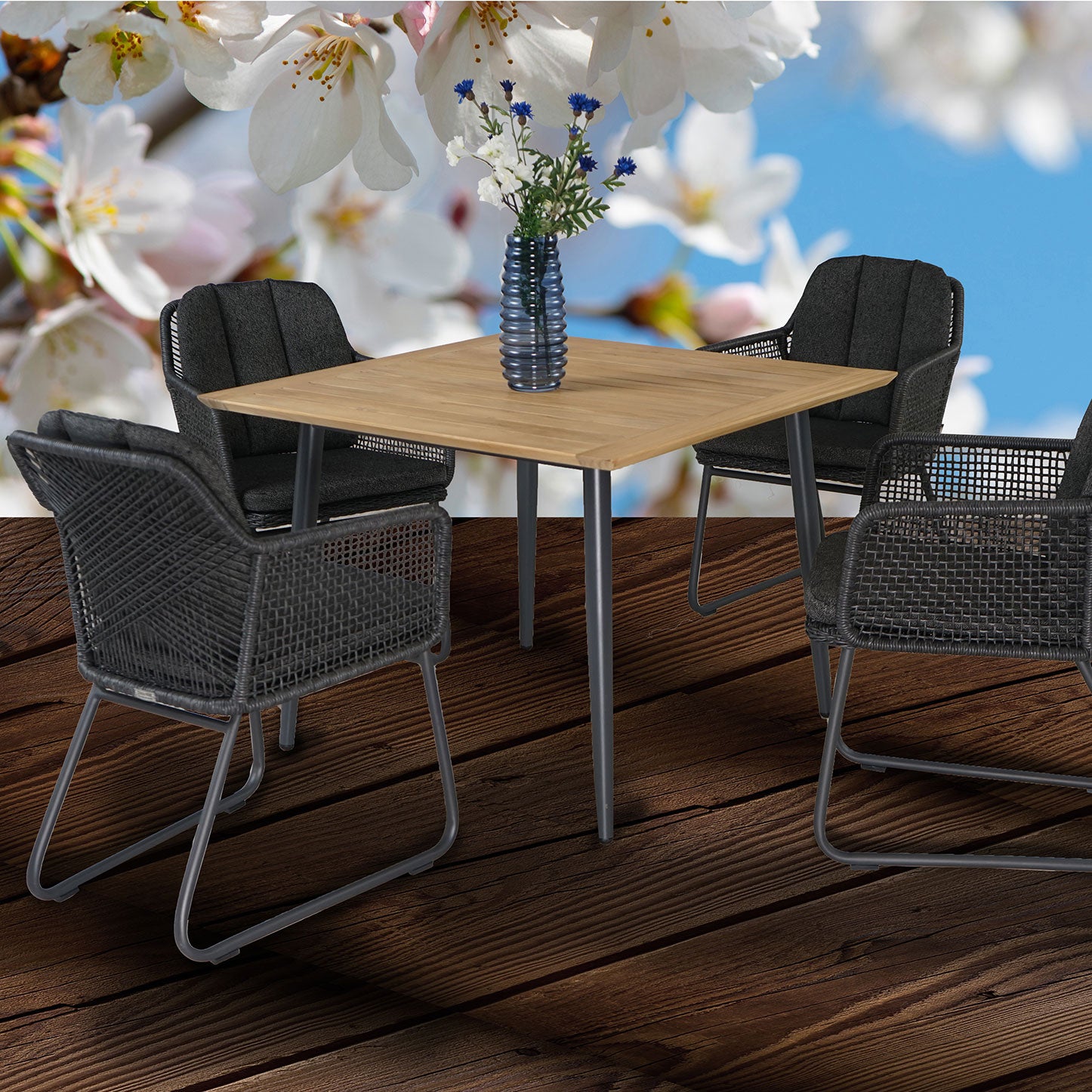 Sia Dining Sessel, Rope light coal inkl. Kissen