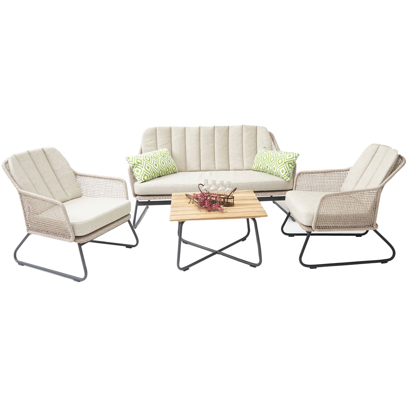 Sia 2er - Loungesofa, Rope beige inkl. Kissen