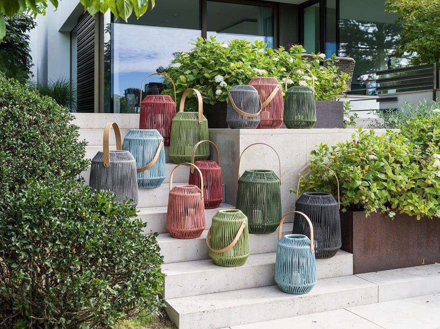 NOLA Laterne hellgrau klein H 39 cm