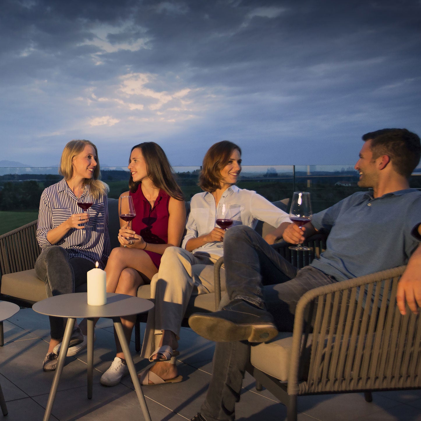 Stripe Lounge Sessel, anthrazit, string-flex taupe inkl Premium Kissen