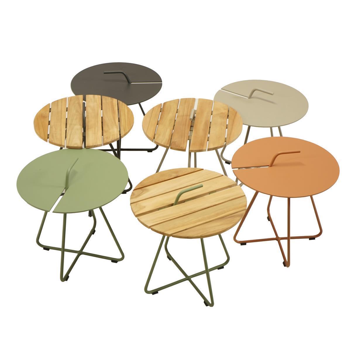 Took Beistelltisch Aluminium mit Teak sand Ø44xH42