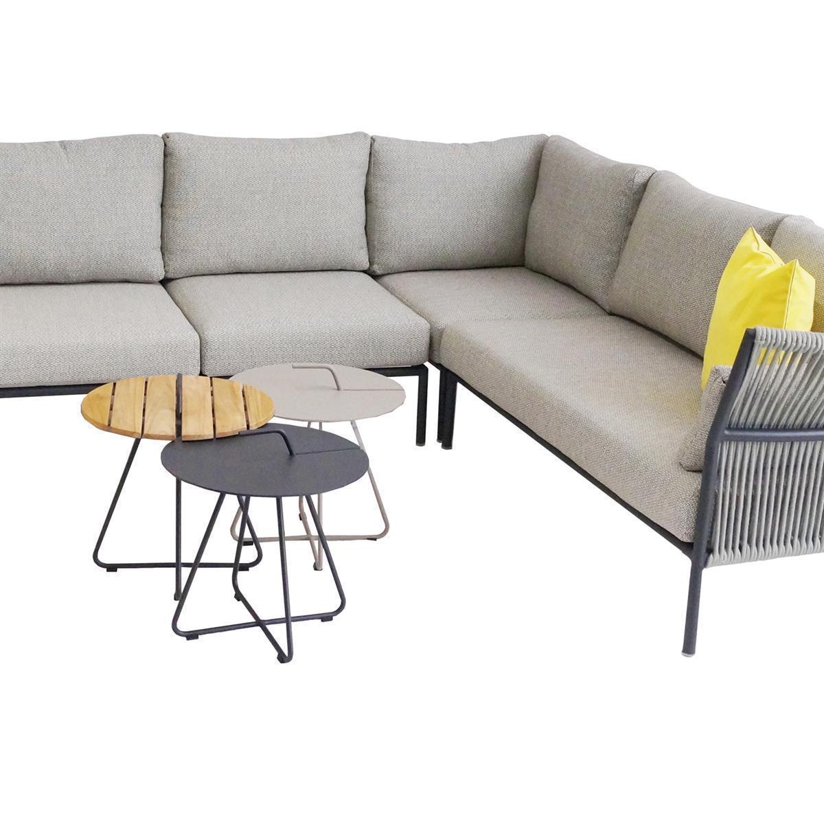 Took Beistelltisch Aluminium mit Teak charcoal Ø44xH42