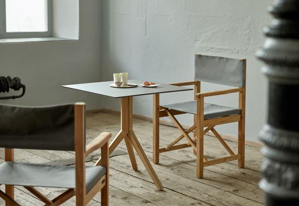 Trio Bistrotisch 70x70cm, Teak, HPL marmor schwarz