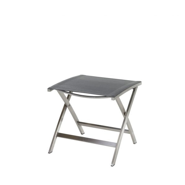 Venedig Fußhocker Edelstahl/Sunproof Sling-Schwarz/Silber