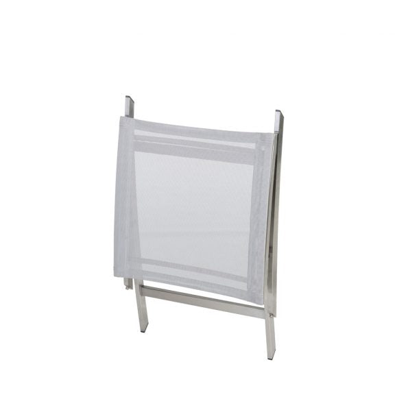 Venedig Fußhocker Edelstahl/Sunproof Sling-Schwarz/Silber