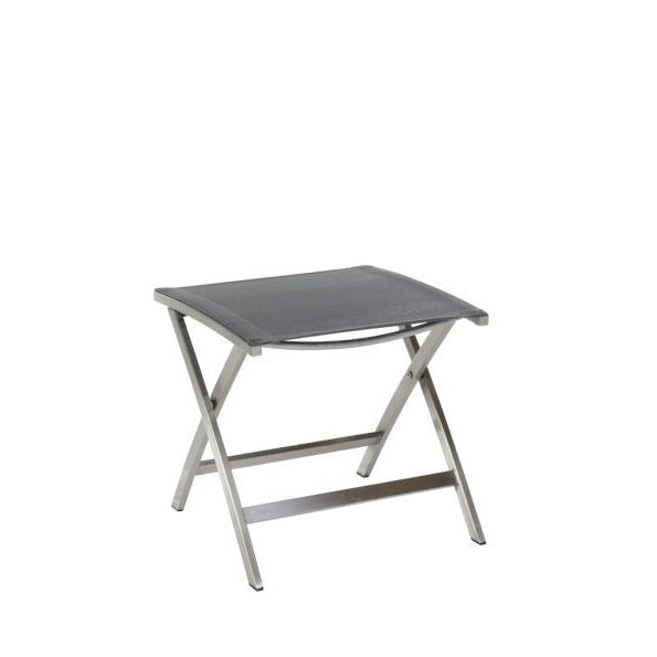 Venedig Fußhocker Edelstahl/Sunproof Sling-Schwarz/Silber